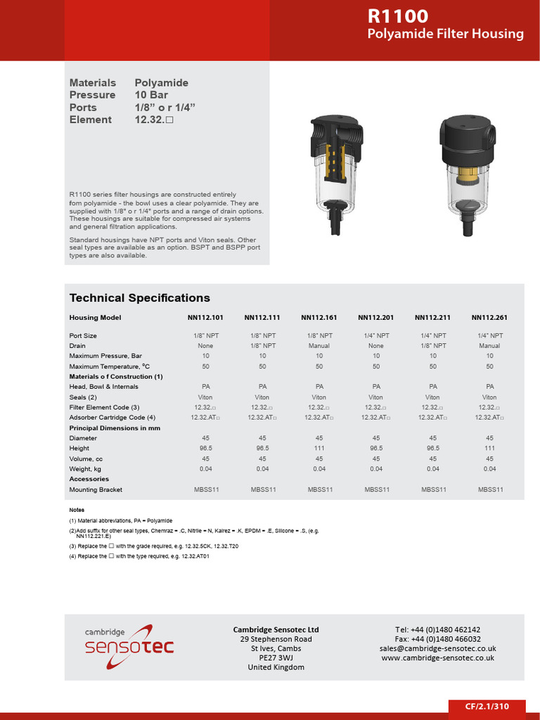 Cambridge_Sensotec_R1102-A_Filter (NN112.101.5CK) | PDF