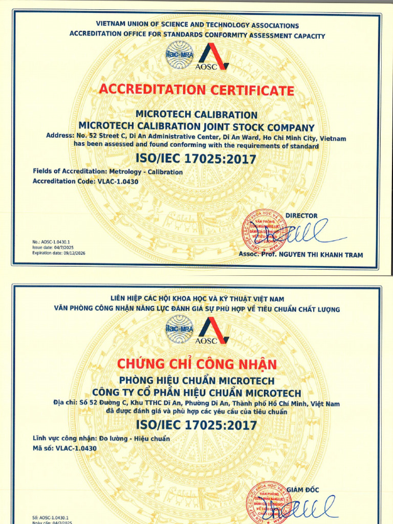 MicroTech - Certificate and Scope of Accreditation - 17025 - VLAC 1. ...