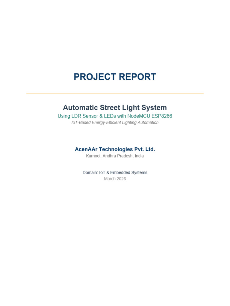Automatic Street Light System Project Report | PDF | Light Emitting ...
