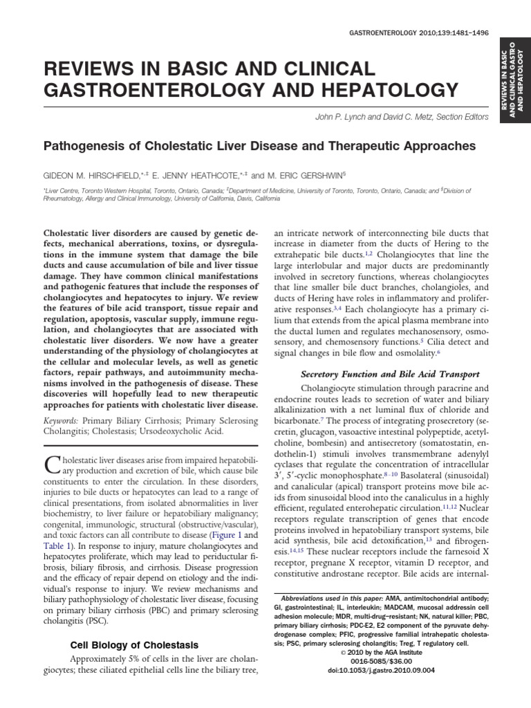 Pathogenesis of Cholestatic Liver Disease and Therapeutic Approaches ...
