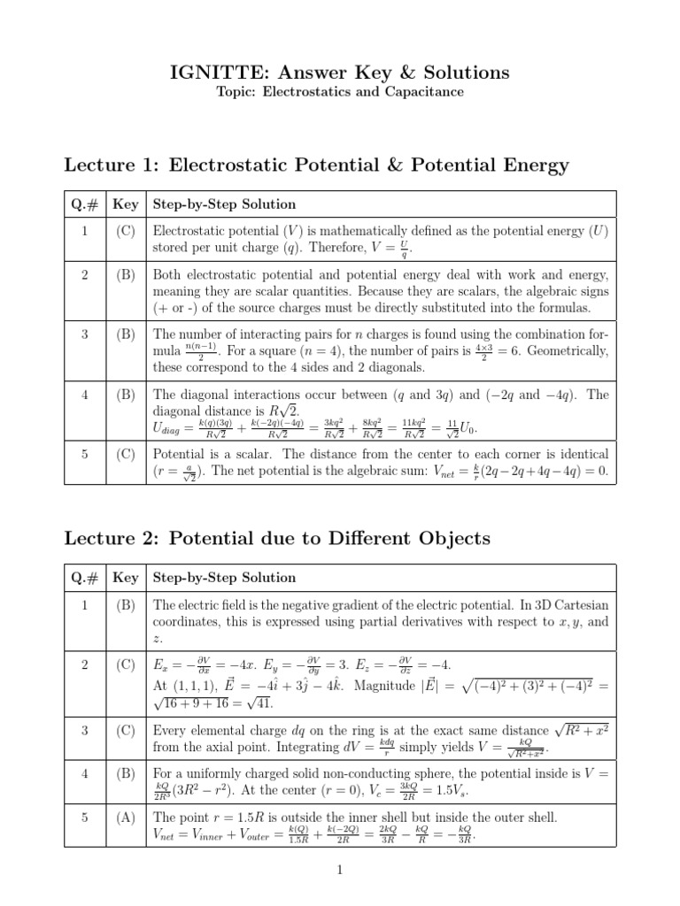 Electric Potential and Capacitance Sol | PDF | Capacitor | Capacitance