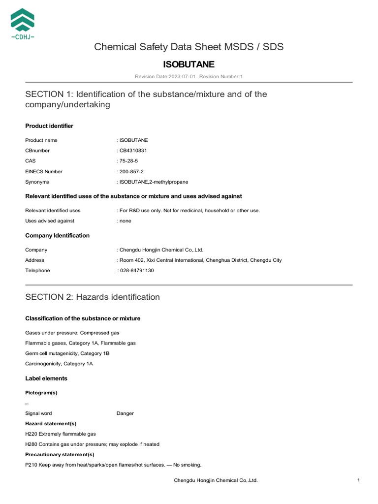 Iso Butane Sds (2) | PDF