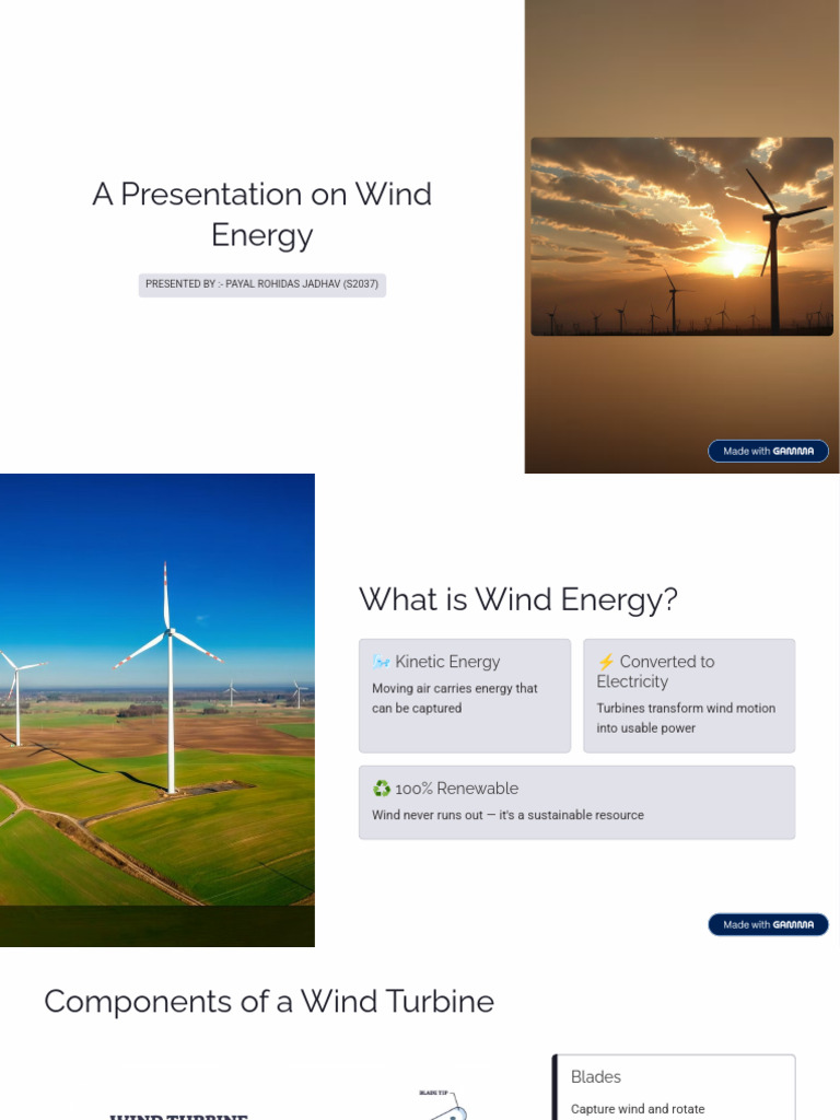 A Presentation on Wind Energy (1) | PDF | Wind Power | Wind Turbine