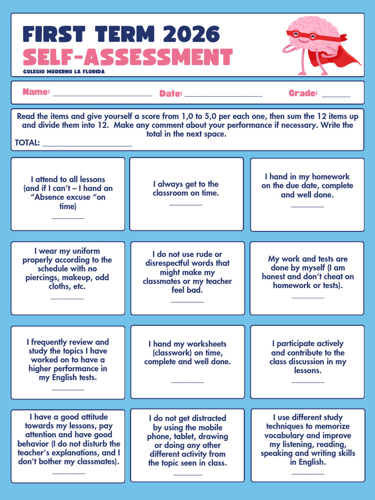 SELF ASSESSMENT - ENGLISH | PDF | Vocabulary | Education Theory