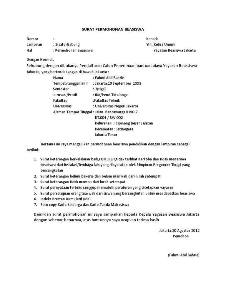 Contoh Surat Permohonan Yg Benar  SuratMenyurat.Net