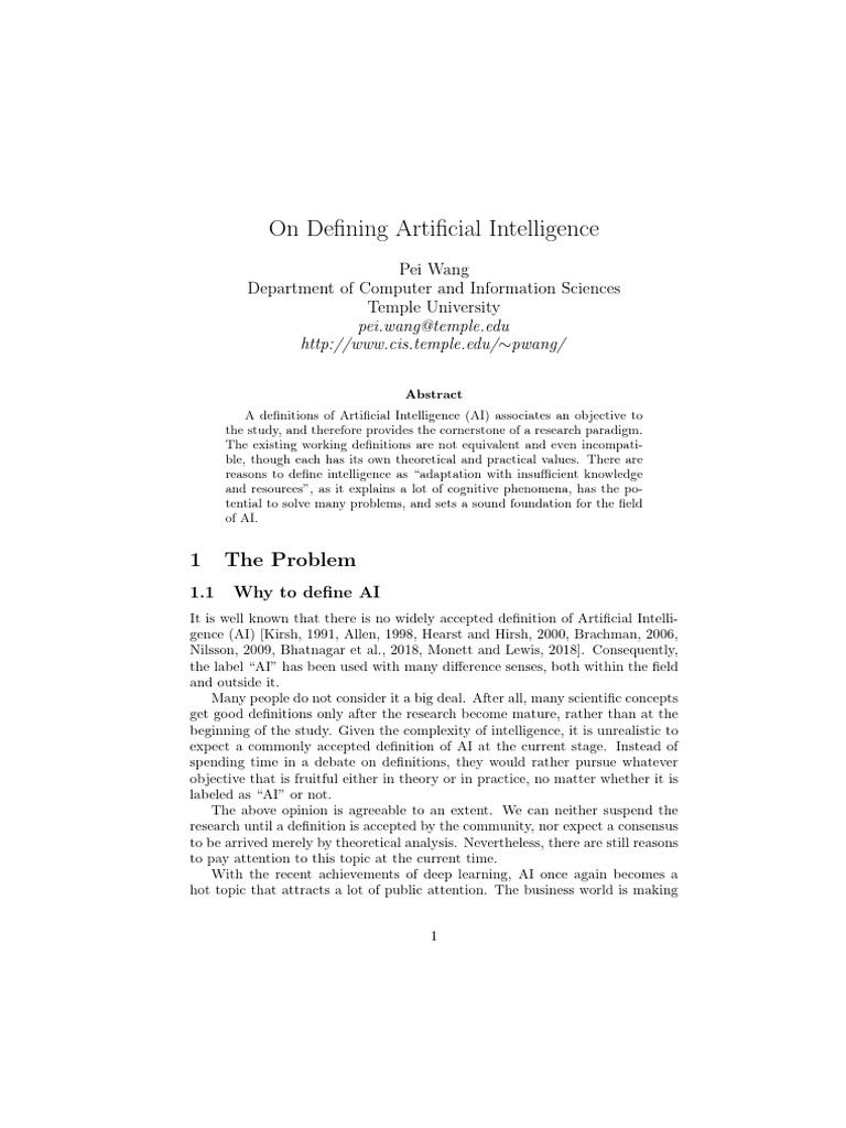 On Defining Artificial Intelligence | PDF | Artificial Intelligence ...