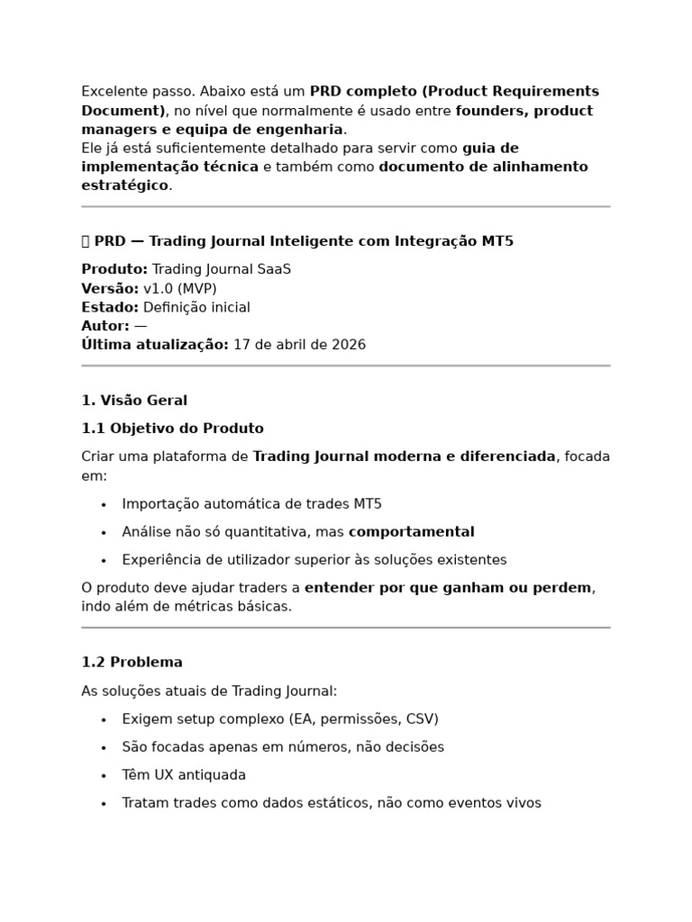 PRD Completo (Product Requirements Document) | PDF | Informática