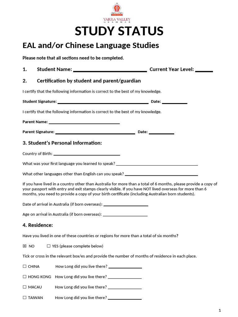 2026 Study Status Senior School Enrolment for 2026[59] (1) | PDF