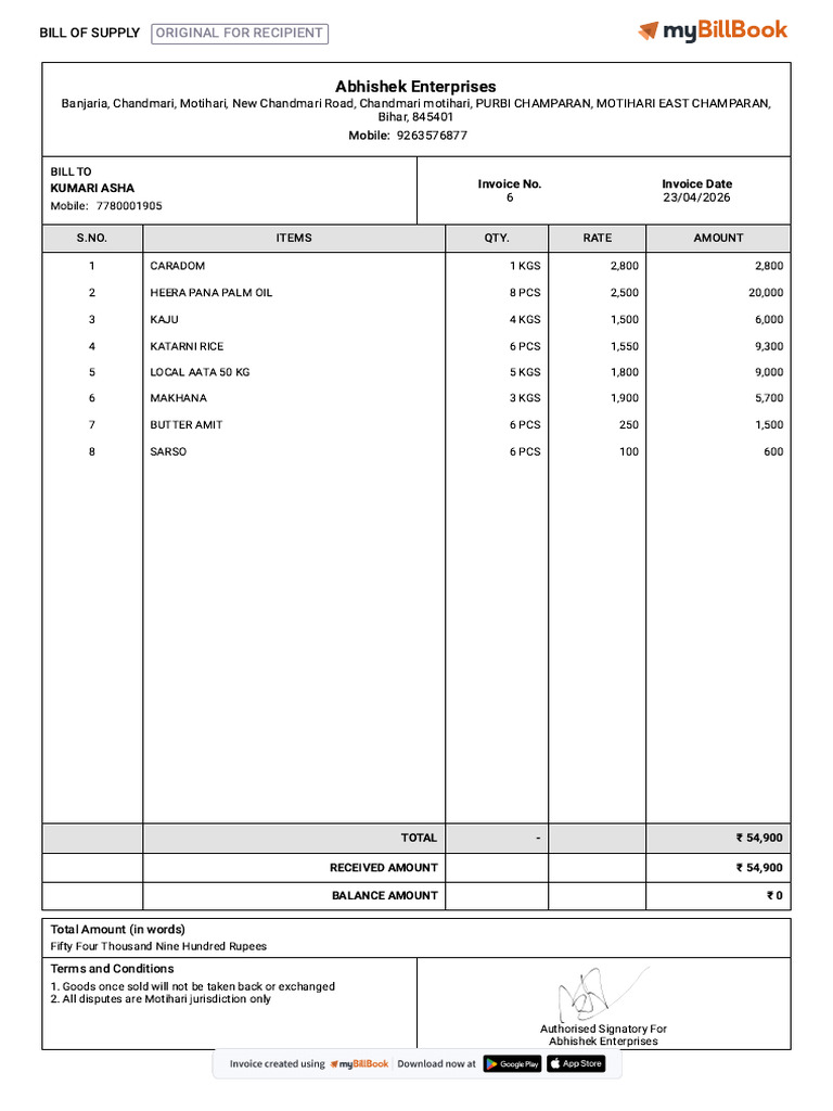 6 Sales Invoice Kumari Asha | PDF | Rupee