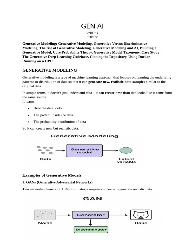 Gen Ai (Unit - 1) | PDF | Probability Distribution | Deep Learning