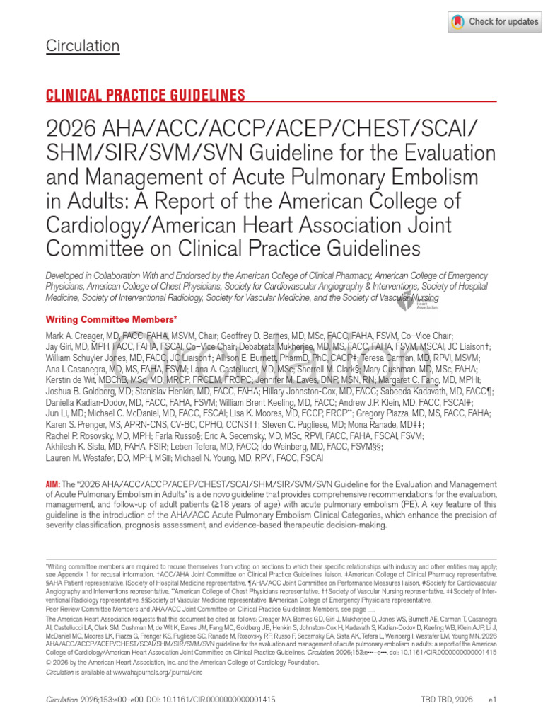 Split_20_pages_2026 AHA Pulmonary Embolism Guideline_part_1 | PDF ...