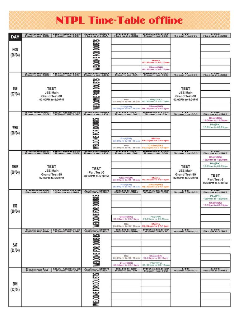 Time Table_06.04 to 12.04 Re | PDF