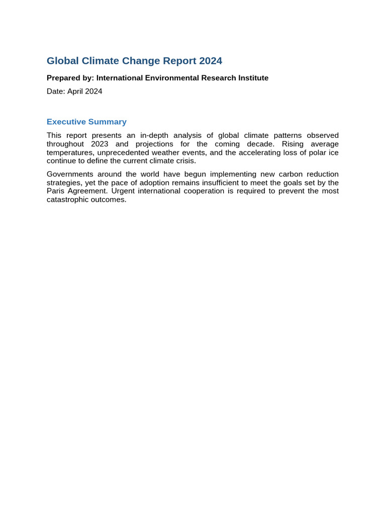 01 Global Climate Change Report 2024 | PDF | Climate Change | Climate
