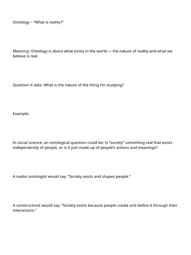 Ontology and Epistemology | PDF
