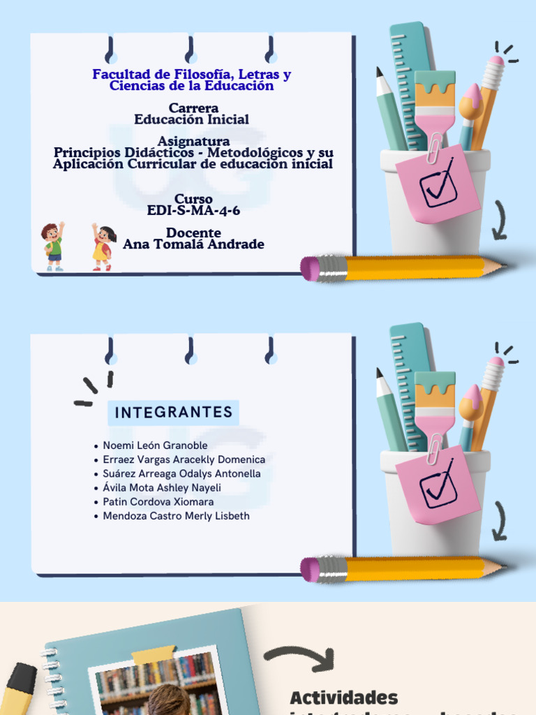 Presentación actividades 4 años | PDF | Educación de la primera ...