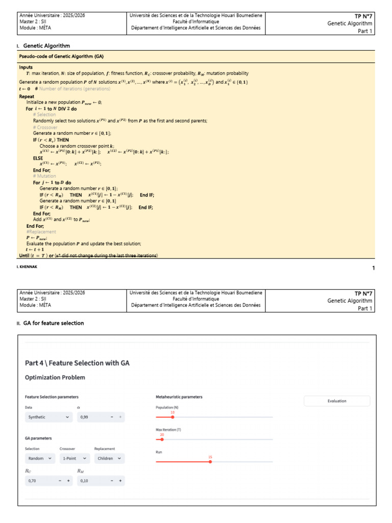 TP N°7 - Genetic Algorithm (Part 1) | PDF