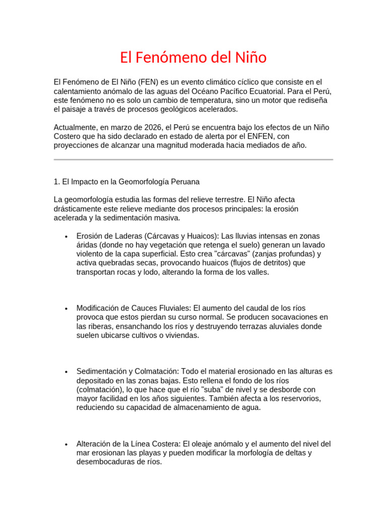 El Fenómeno Del Niño | PDF | Erosión | Río
