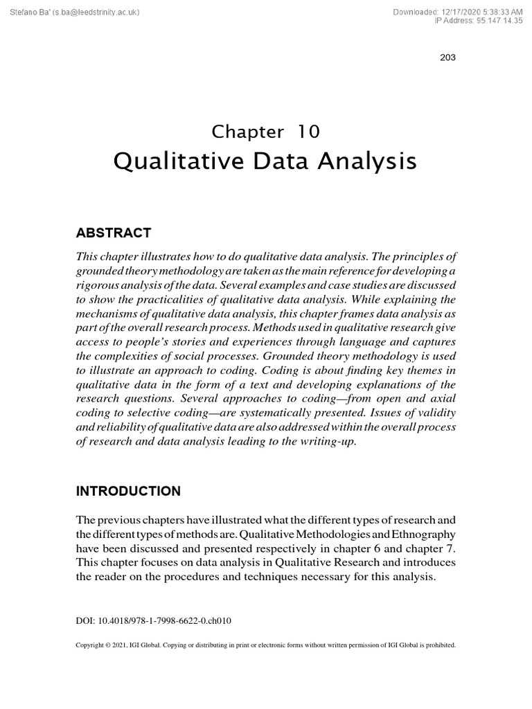 10.Qualitative Data Analysis | PDF | Qualitative Research | Methodology