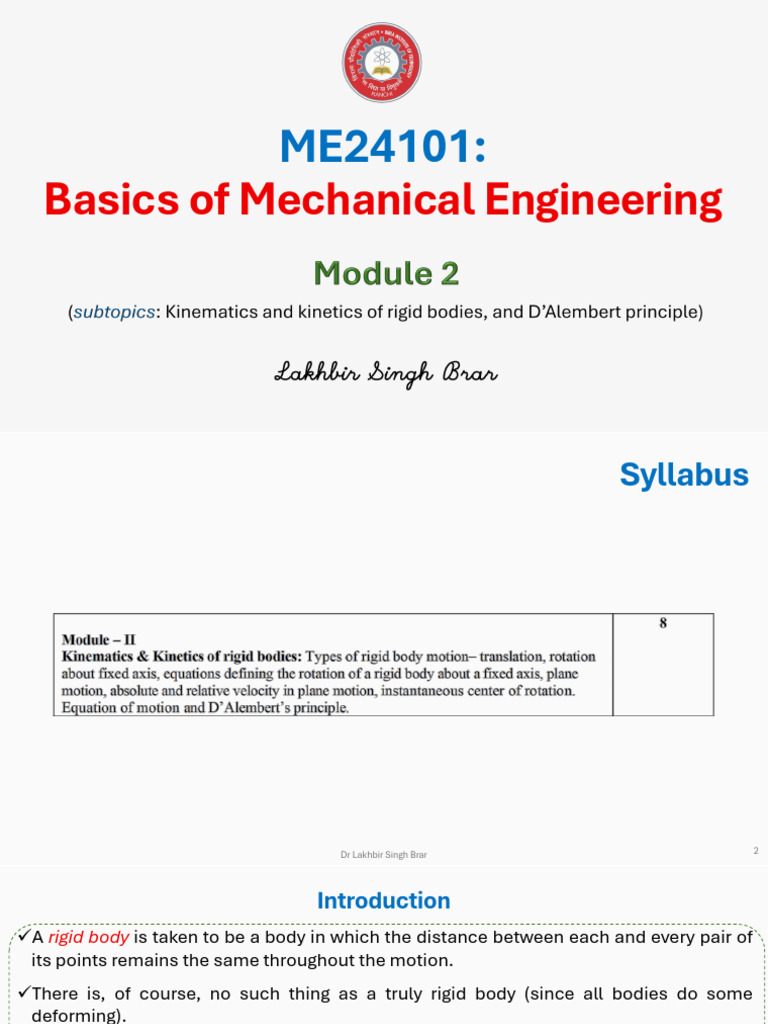 BME Module 2.0 | PDF | Acceleration | Rotation Around A Fixed Axis