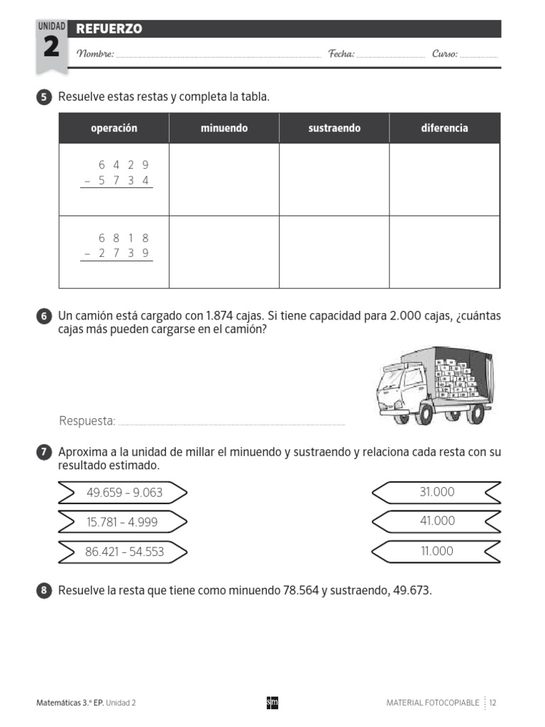 3º Primaria MATEMÁTICAS Repaso Refuerzo y Ampliación paginas12-22 | PDF ...