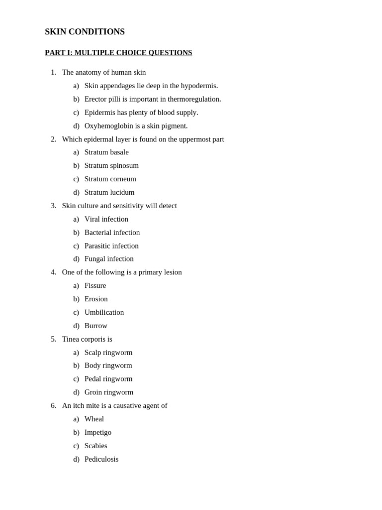Skin Conditions | PDF | Skin | Medical Specialties