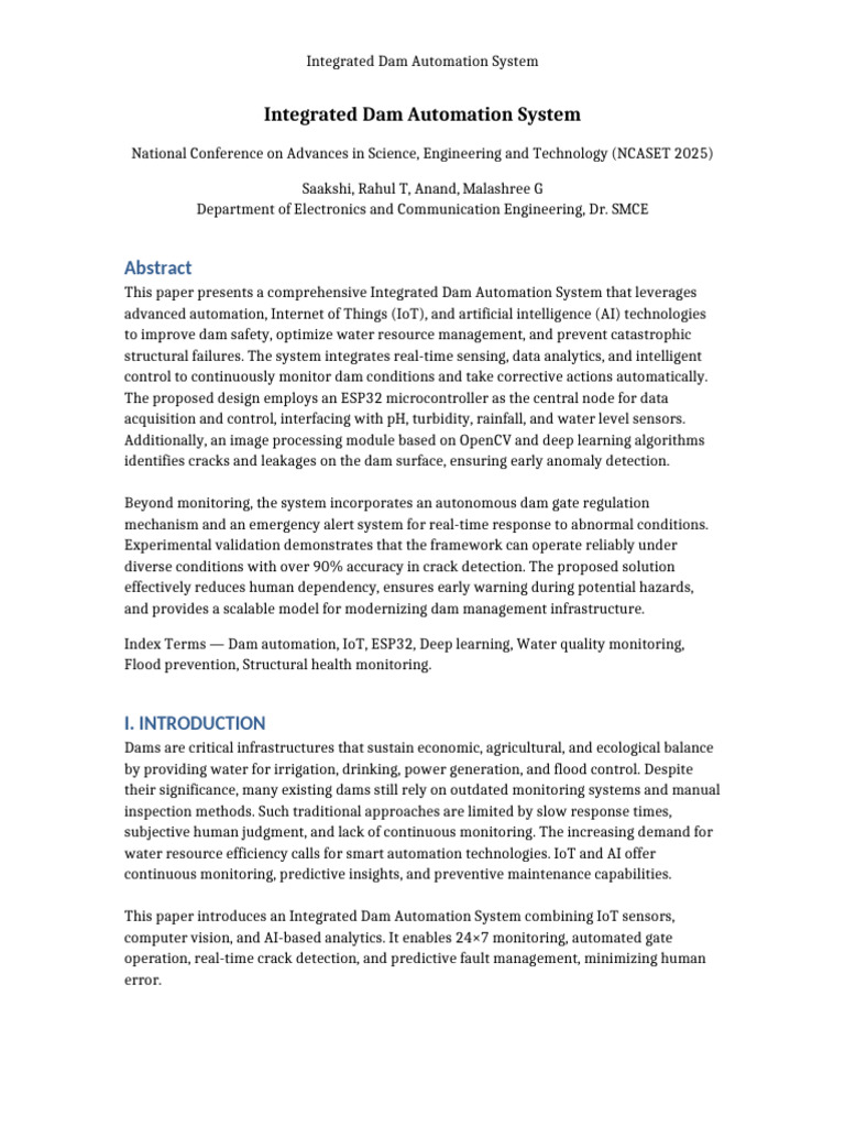 Integrated Dam Automation IEEE Format | PDF | Internet Of Things ...