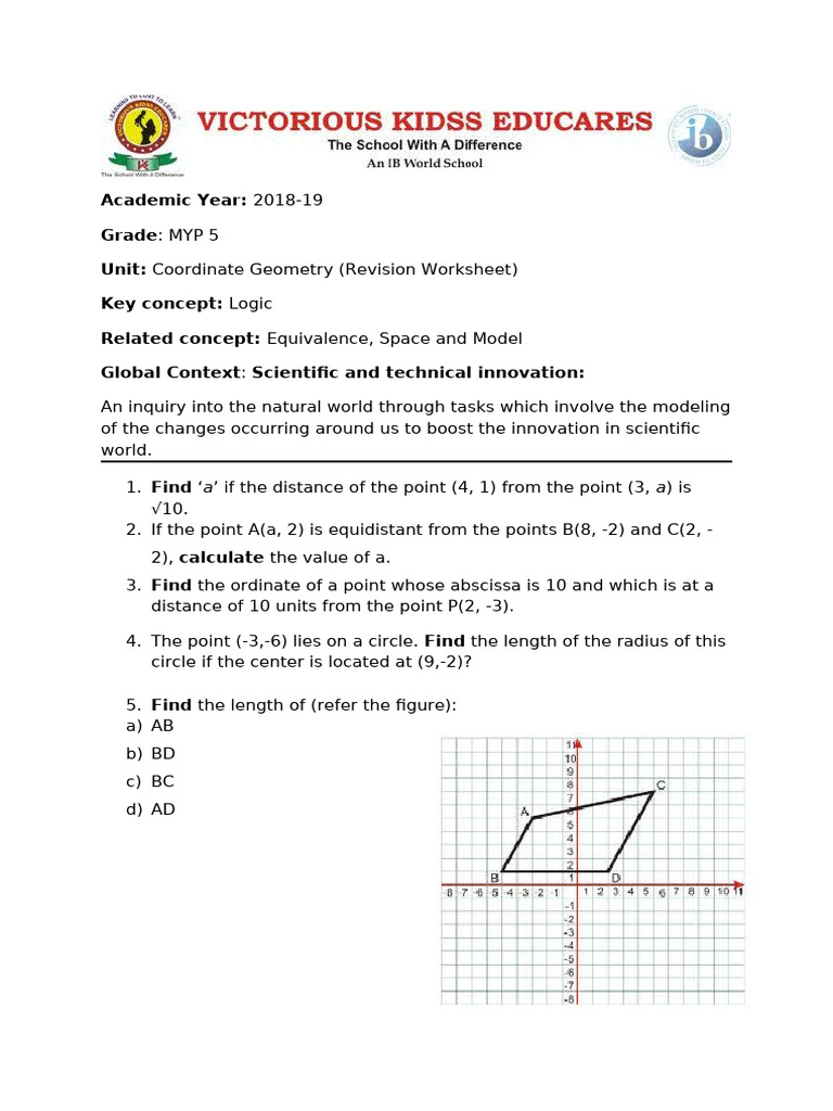 Coordinate Geometry Revision Worksheet 2 | PDF
