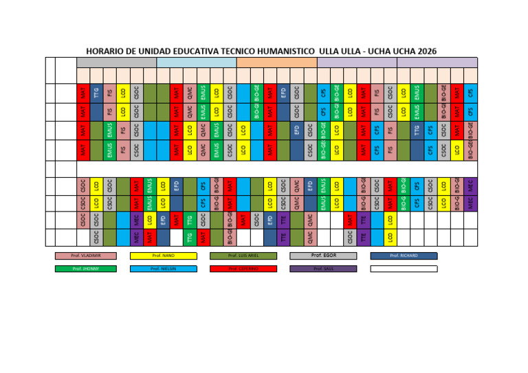 Horario 2026 Ulla Ulla - Ucha Ucha | PDF