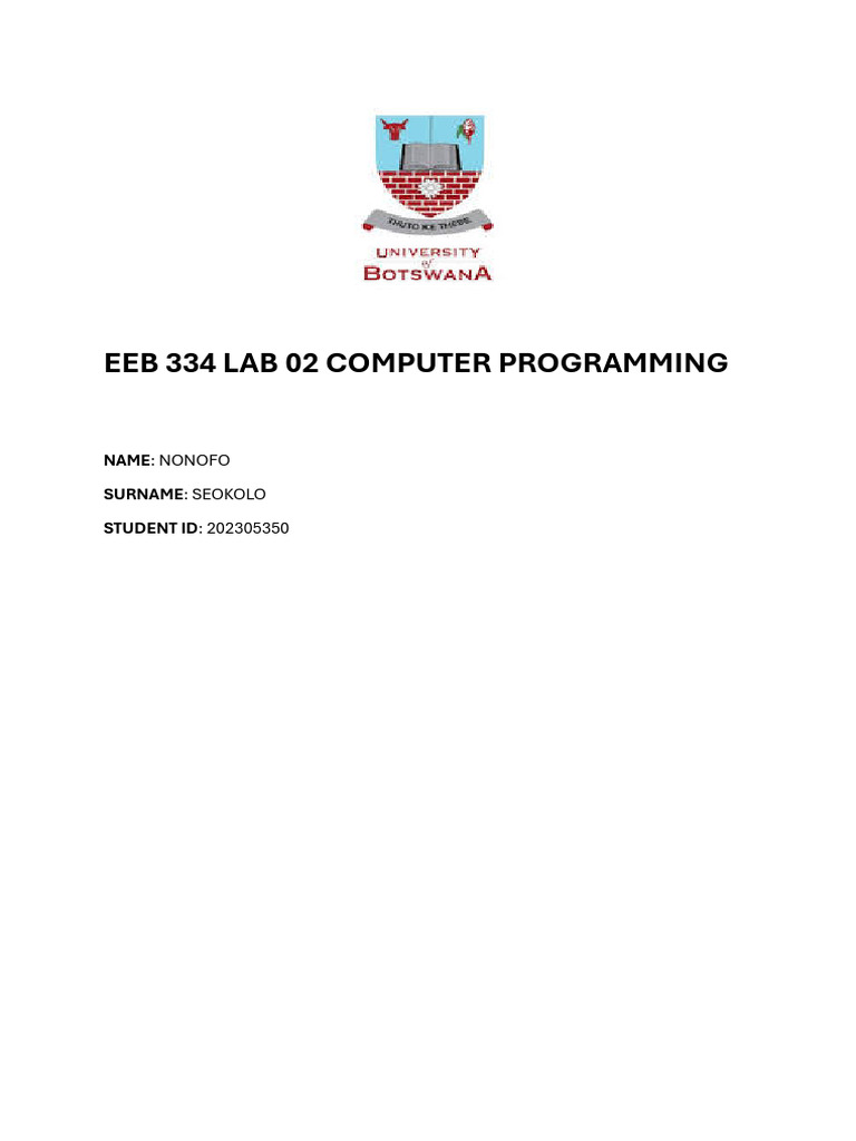 EEB 334 Lab02_Computer Programming | PDF | Control Flow | C++