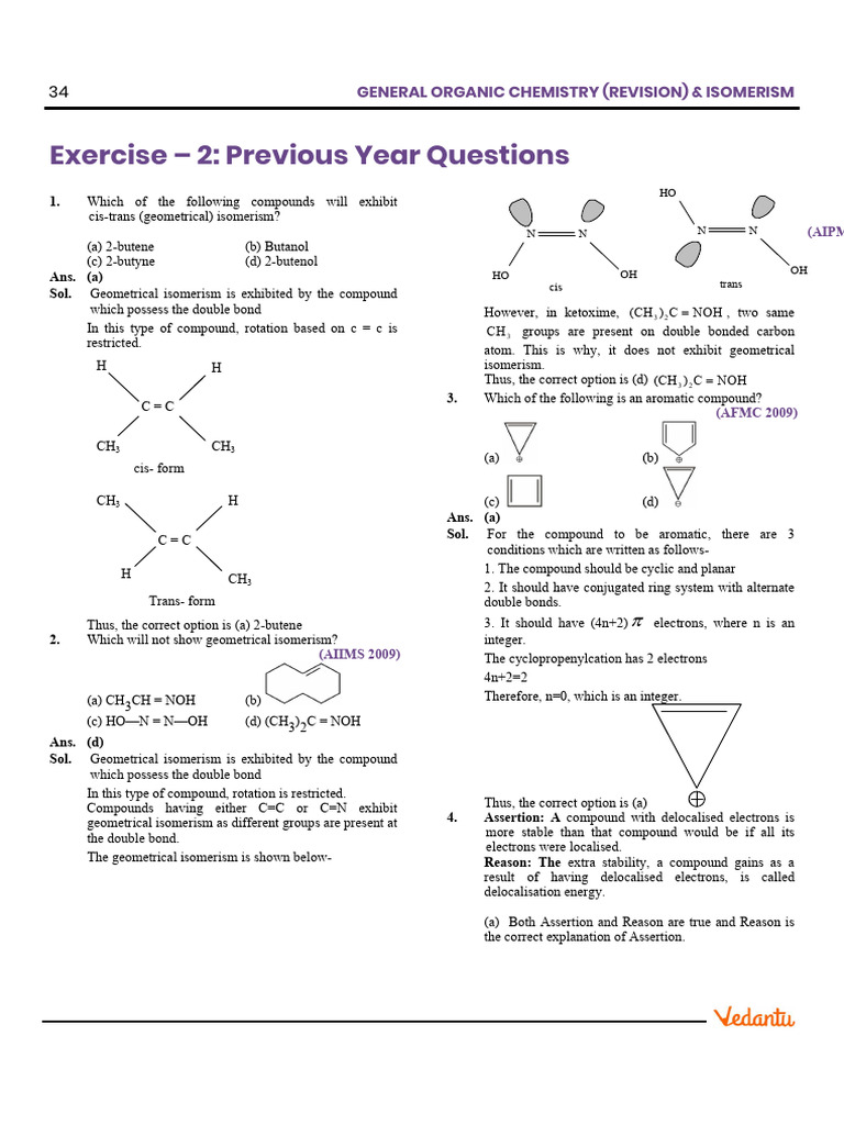General Organic Chemistry (Revision) & Isomerism (GOC) EX-2 | PDF ...