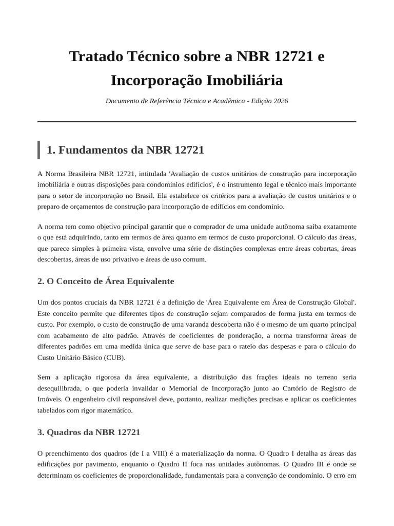 Tratado NBR 12721 Incorporacao 2026 | PDF | Despesa | Engenheiro