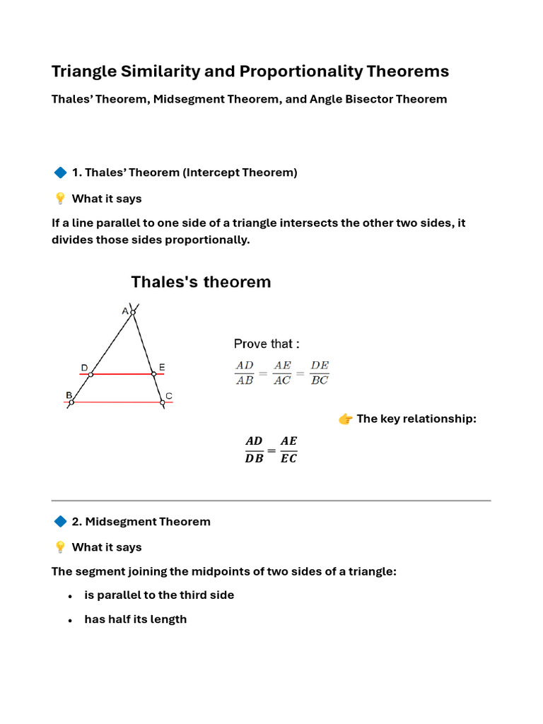 Triangle Similarity and Proportionality_Theorems Thales Bisector ...