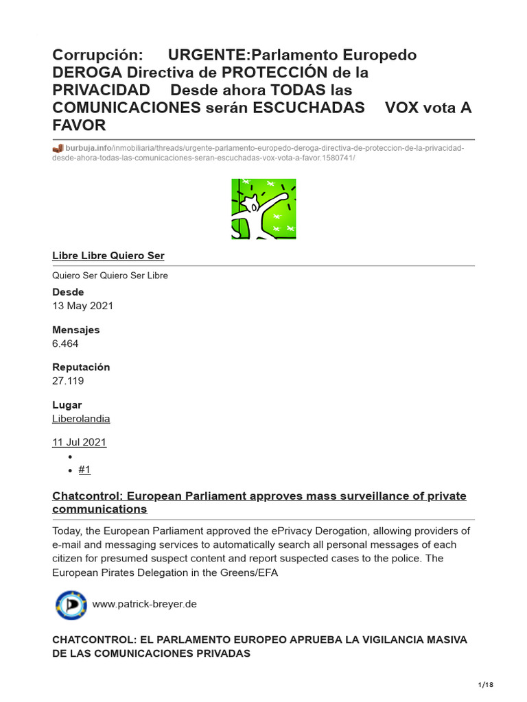 el rivi es una cosa de locos | PDF | Chat en linea | Parlamento Europeo