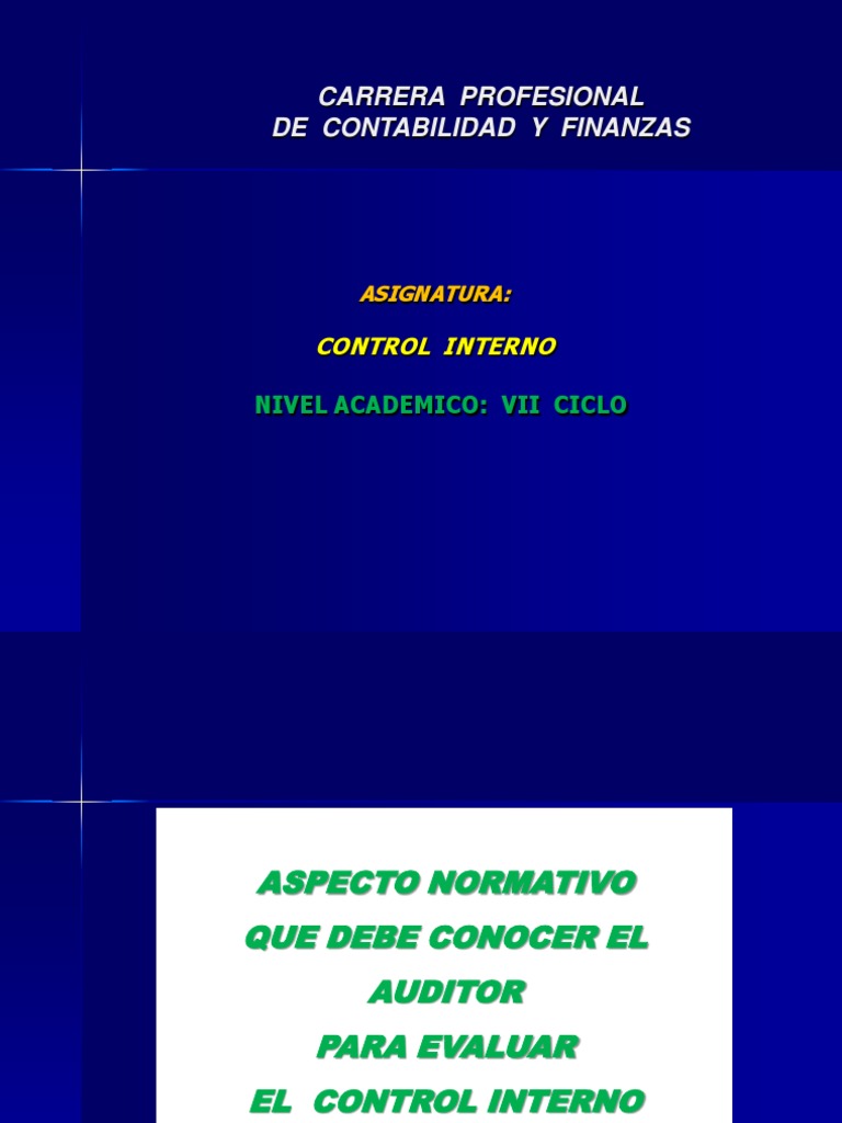 Normas de Control Interno en Auditoría | PDF | Auditoría financiera ...