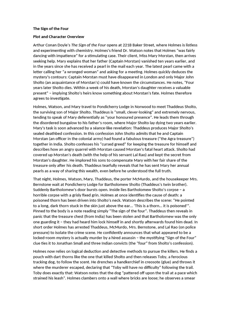 Wuolah the Sign of the Four Summary and Analysis | PDF | The Sign Of ...