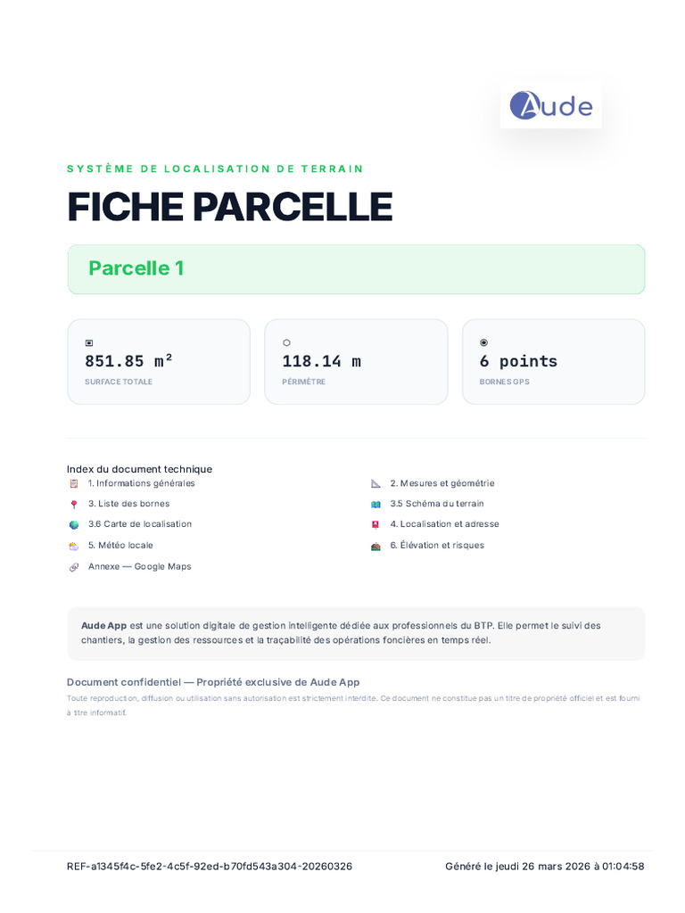 Fiche Parcelle - Parcelle 1 | PDF