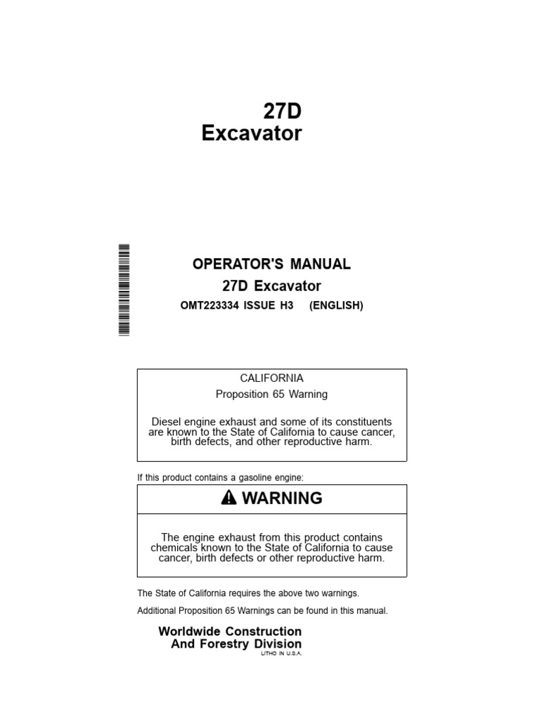 Manual Operador 27D Miniexcavadora | PDF | Motor Oil | Waste