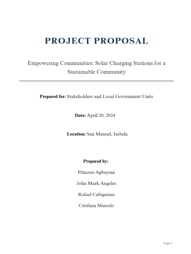 Solar Charging Project Proposal-1 | PDF | Solar Power | Renewable Energy