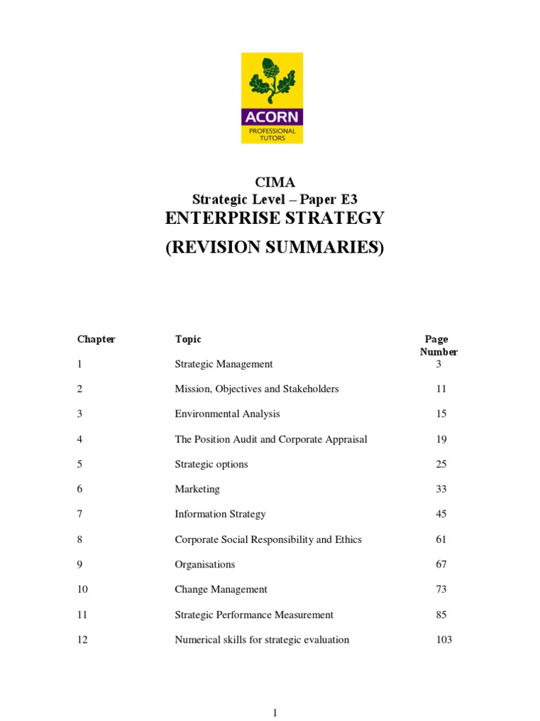 E3 Revision Summaries | PDF | Strategic Management | Supply Chain ...