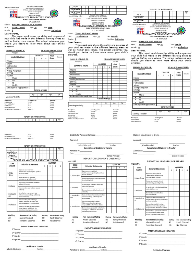 Form 138 for Gr5 Morning Glory New | PDF