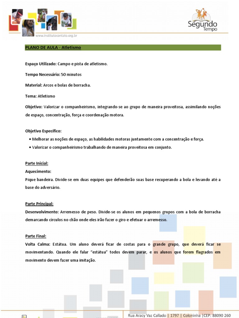 Planos de Aulas Atletismo | PDF | Carreira e Crescimento | Esportes e ...