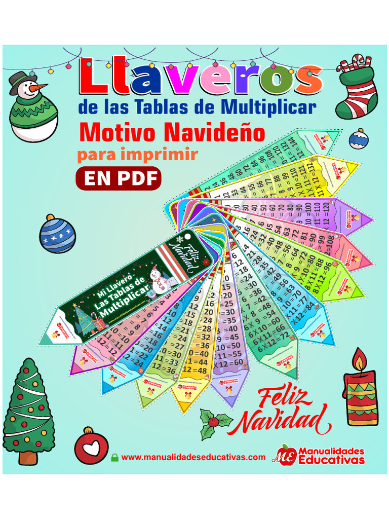 Llavero de Las Tablas de Multiplicar Navideño | PDF