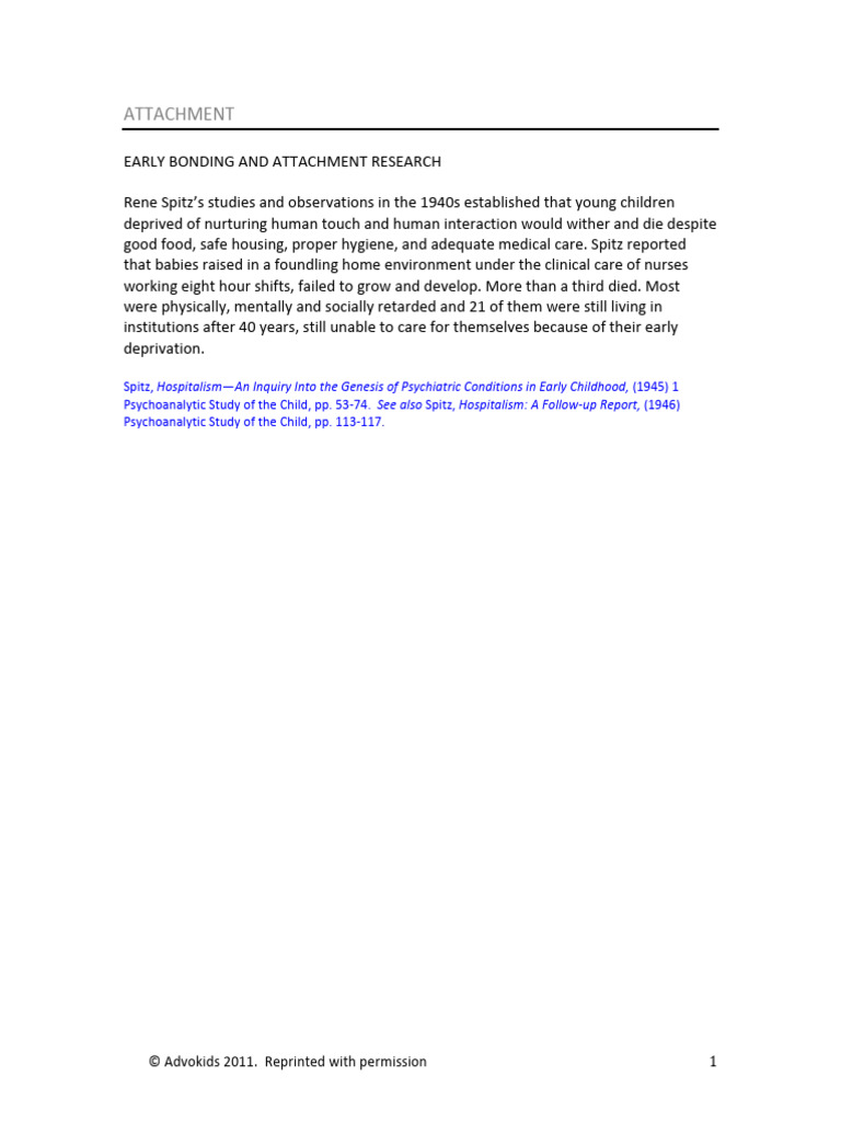 Spitz - Cita Fundamental Sobre Hospitalism | PDF