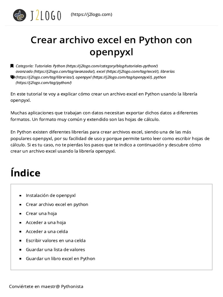 Crear Archivo Excel en Python Con Openpyxl | PDF | Microsoft Excel ...
