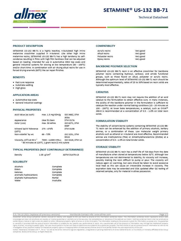SETAMINE-US-132-BB-71_EN_A4 | PDF | Catalysis | Polyester