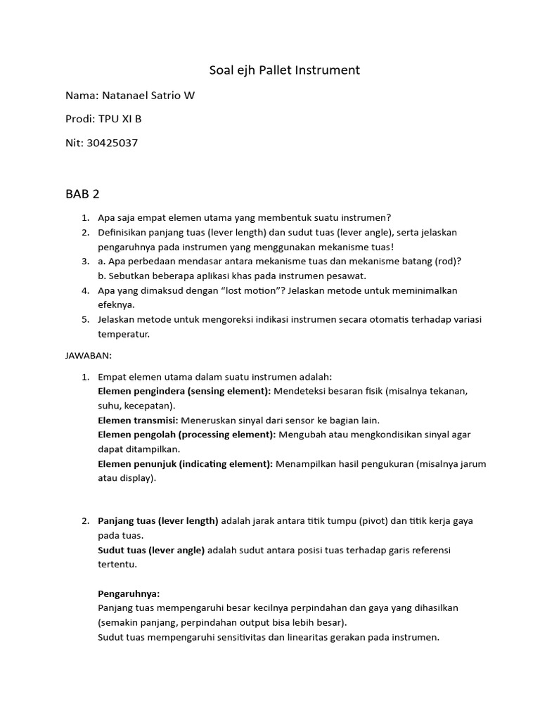 Soal Ejh Pallet Instrument | PDF