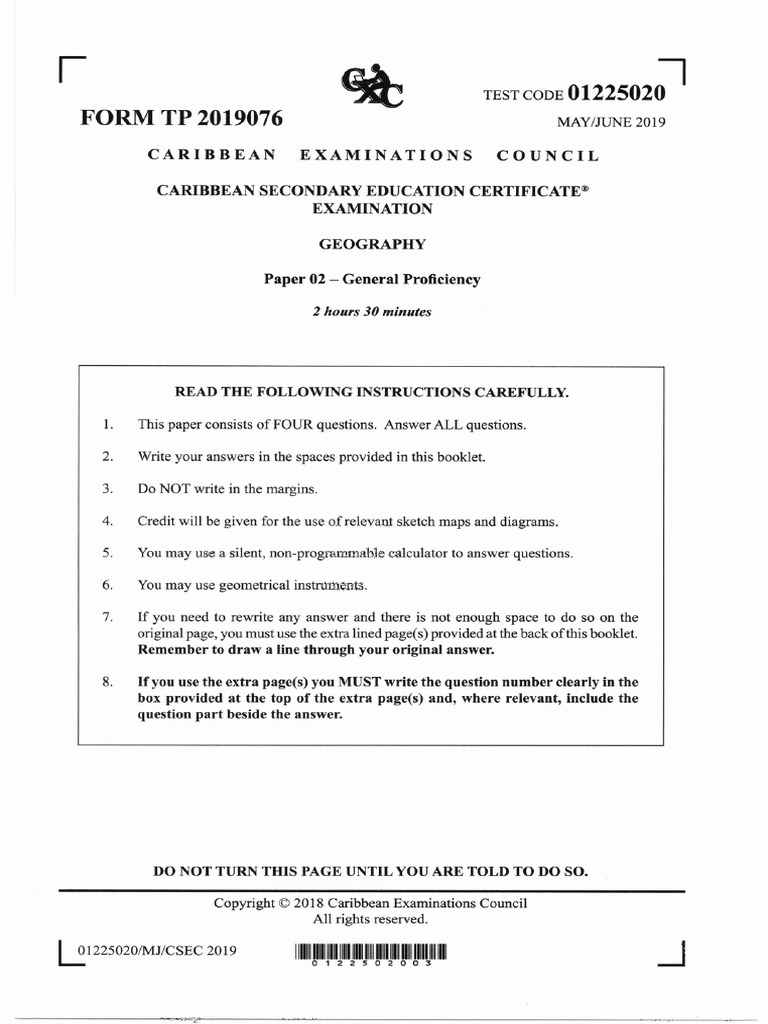 CSEC Geography P2 2019(Done) | PDF | Coral Reef | Volcano