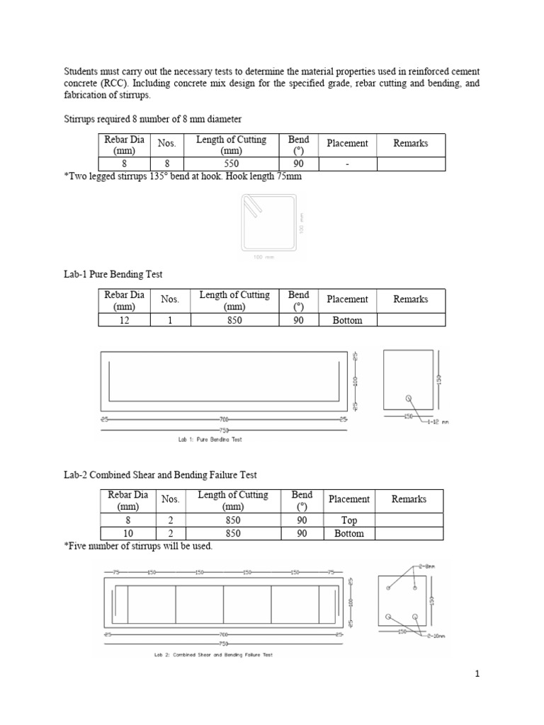 Rcc Practical Bar Bending Schedule | PDF