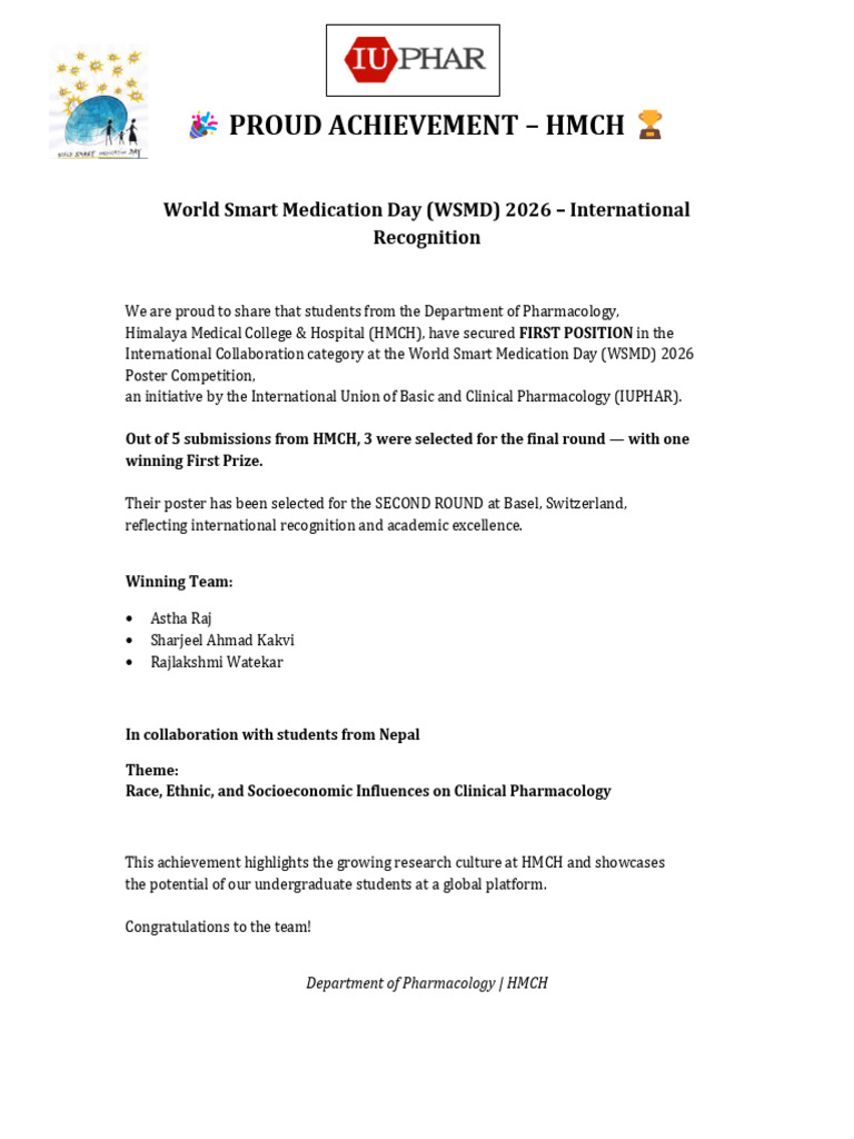 HMCH WSMD 2026 International Achievement | PDF