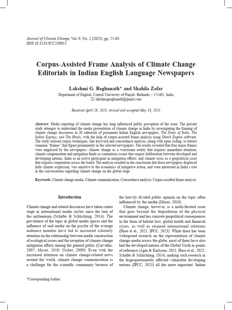 Corpus-Assisted Frame Analysis of Climate Change | PDF | Climate Change ...